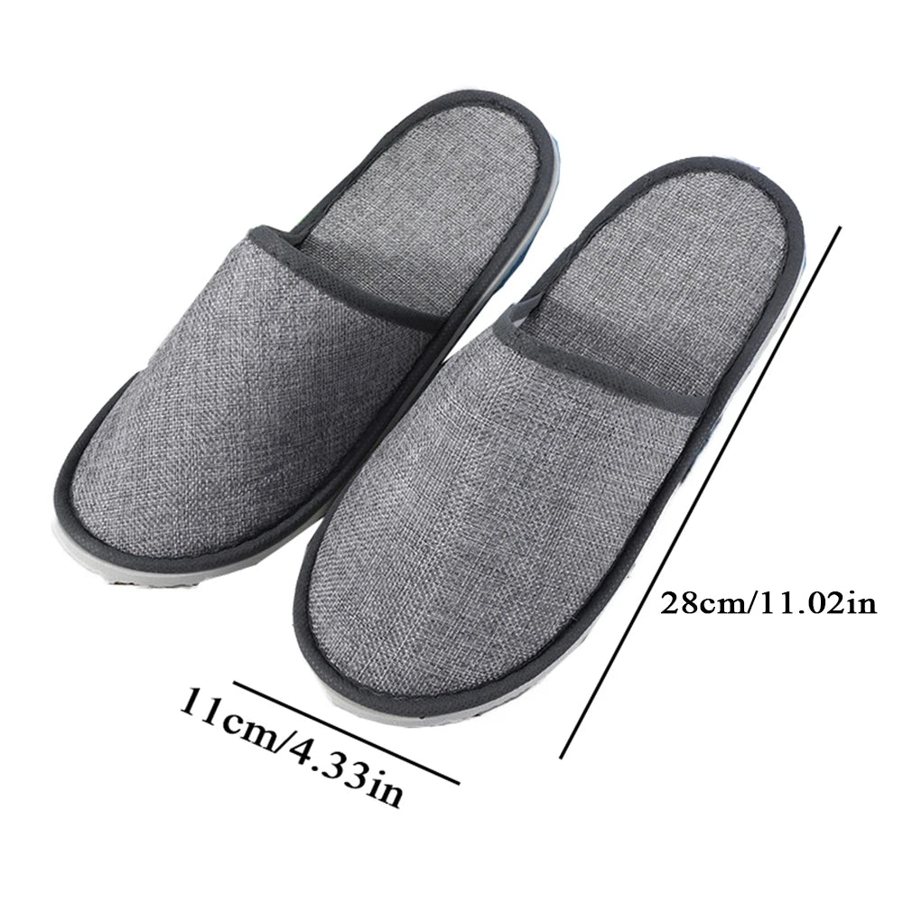 1 Pair Hotel Travel Slippers Cotton Linen Disposable Slippers Sanitary Home Guest Use Men Women Indoor Bedroom House Shoes