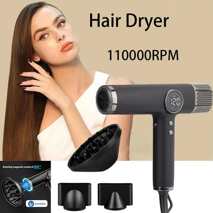 110000RPM Professional Hair Dryer Brushless Negative Ions Blow Dryer Super Powerful Wind Lownoise Salon 1600W Electric Blower