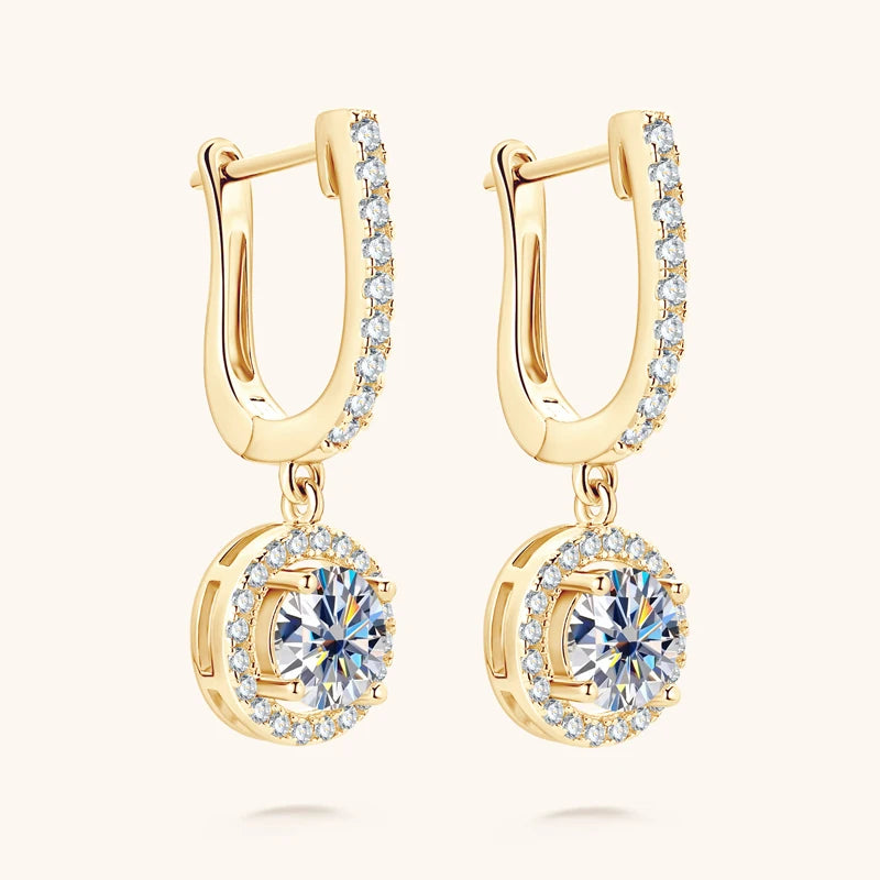 Anziw 2023 Women Hoops 925 Silver Gold Drop Earrings Dangle Moissanite