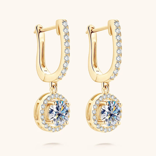 Anziw 2023 Women Hoops 925 Silver Gold Drop Earrings Dangle Moissanite
