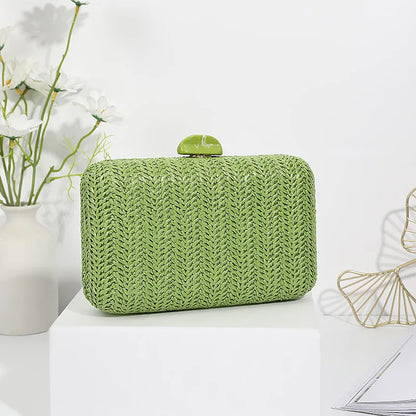 Weave Straw Evening Clutch Bags for Women Summer Party Fashion Shoulder Bags Luxury Purse Hadbags Wedding Bridal Clutches Sac