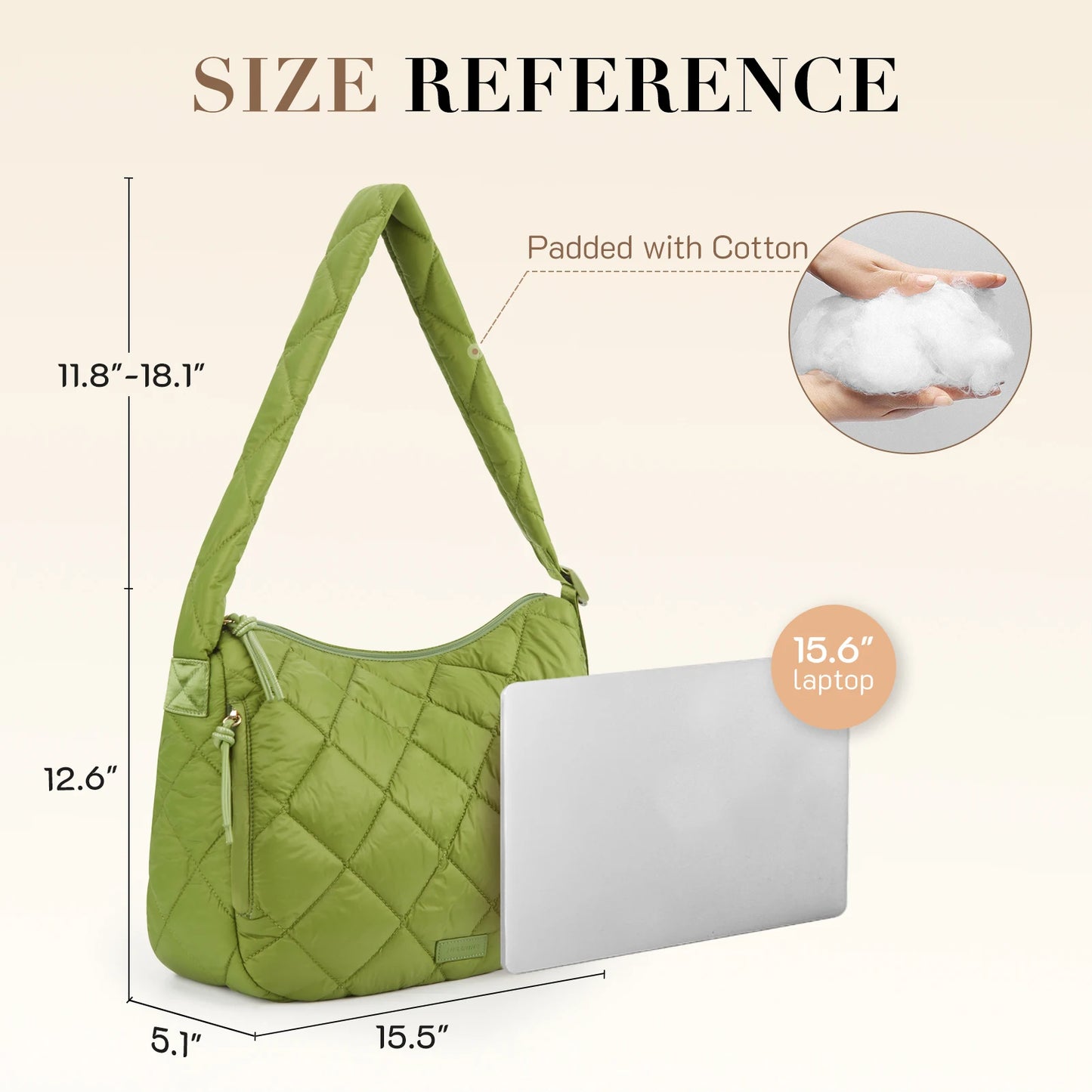 Missnine Quilted Puffer Bag for Women with Adjustable Strap Puffy Tote Shoulder Bag Large Carryall Crossbody Purse Hobo Bags