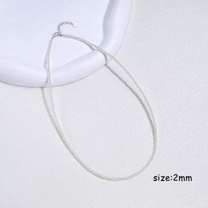 925 Sterling Silver 6mm Pearl Necklace For Women Jewelry On Neck  Pearl Bead Choker Cheap Items With Party Gift