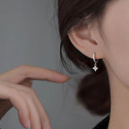 925 Sterling Silver Zircon Flower Pendant Drop Earrings For Women Simple Exquisite Student Girlfriend Fine Jewelry Gifts - Imbasat