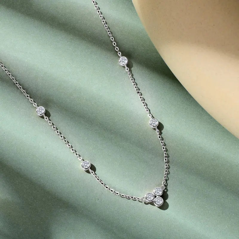 Bezel D Moissanite Pendant Necklace 925 Sterling Silver