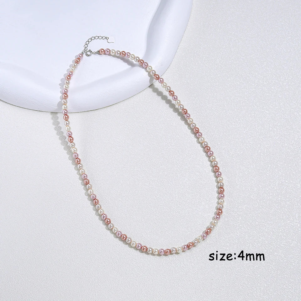 925 Sterling Silver 6mm Pearl Necklace Bead