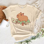 Funny Anime Capybara T Shirt Women Soft Fabric