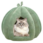 Pumpkin Cat Bed Deep Sleep Comfort House Enclosed