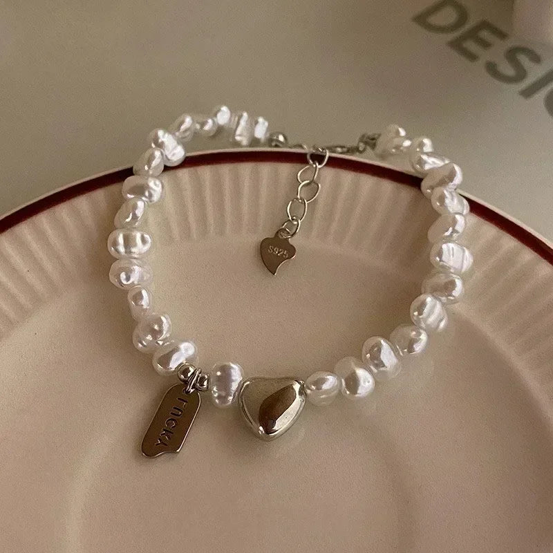 925 Sterling Silver Bracelet Partial Pearls Knots Bracelet for Women Simple Fashion Party Wedding Jewelry Girl Birthday Gifts