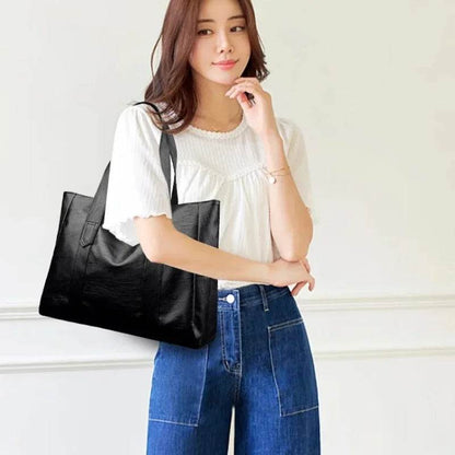 Light Luxury Minimalist Large Capacity Women's Bag 2024 Soft Leather Material Solid Color Women's Shoulder Bag Commuting Handbag