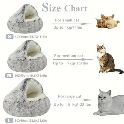 Winter Soft Plush Pet Bed with Cover Round Cat Bed Pet Mattress Warm Cat Dog Sleeping Nest Cave for Small Dogs Kitten 2 in 1