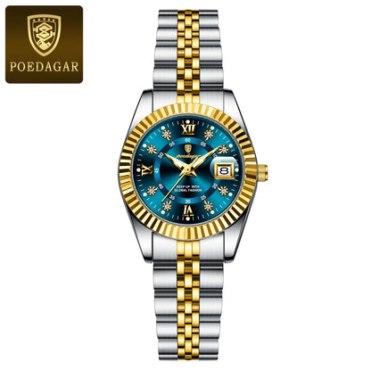 POEDAGAR Luxury Watch For Woman Luminous Waterproof Date Stainless Steel Ladies Watch Fashion Casual Quartz Women's Watches Gift