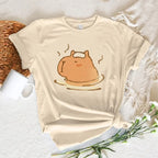 Funny Anime Capybara T Shirt Women Soft Fabric