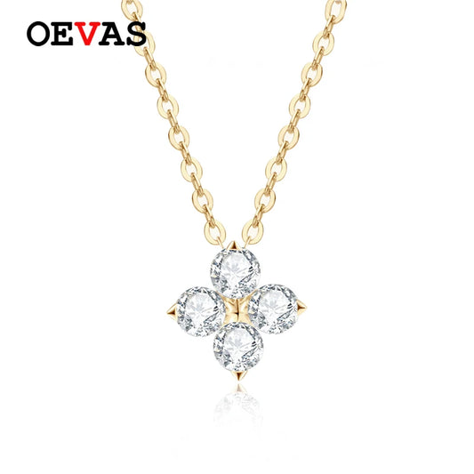 OEVAS 100% 925 Sterling Silver 0.4CT Moissanite Diamond Pendant Necklace For Women Sparkling Clavicle Chain Party Fine Jewelry