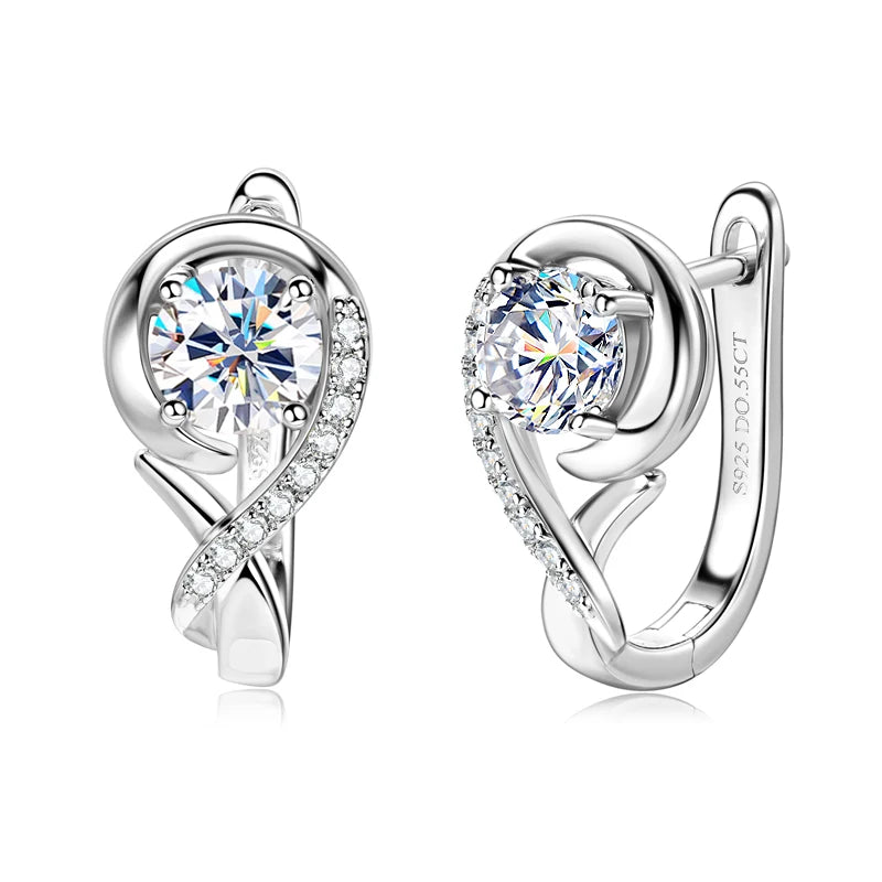 Anziw Infinity Earrings 925 Silver Hoops with 5mm 0.5ct D Moissanite
