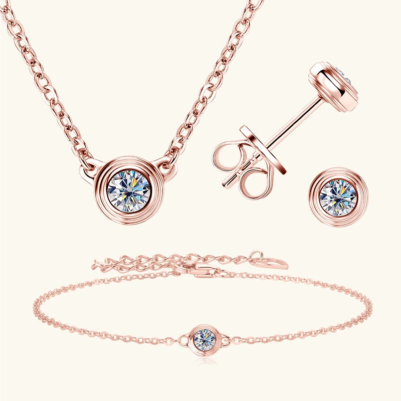 Lnngy 3mm 0.1ct Moissanite Diamond Necklace Bracelet Stud Earring