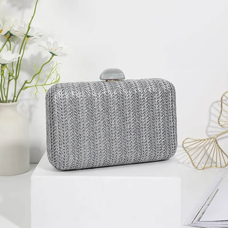 Weave Straw Evening Clutch Bags for Women Summer Party Fashion Shoulder Bags Luxury Purse Hadbags Wedding Bridal Clutches Sac - Imbasat