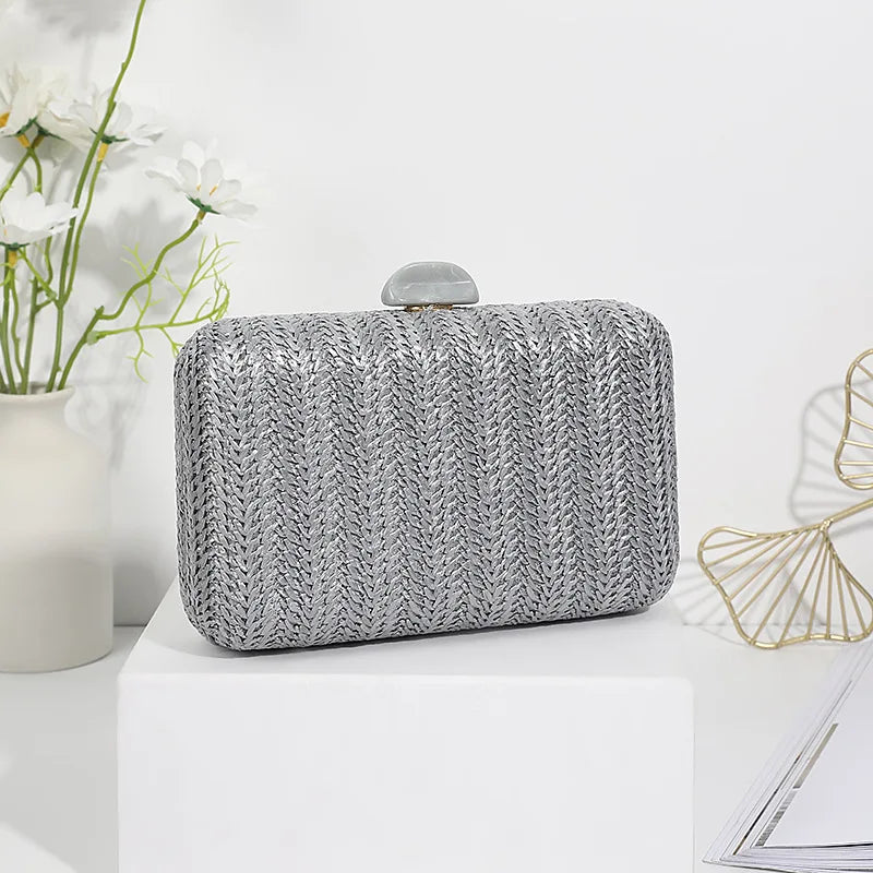 Weave Straw Evening Clutch Bags for Women Summer Party Fashion Shoulder Bags Luxury Purse Hadbags Wedding Bridal Clutches Sac