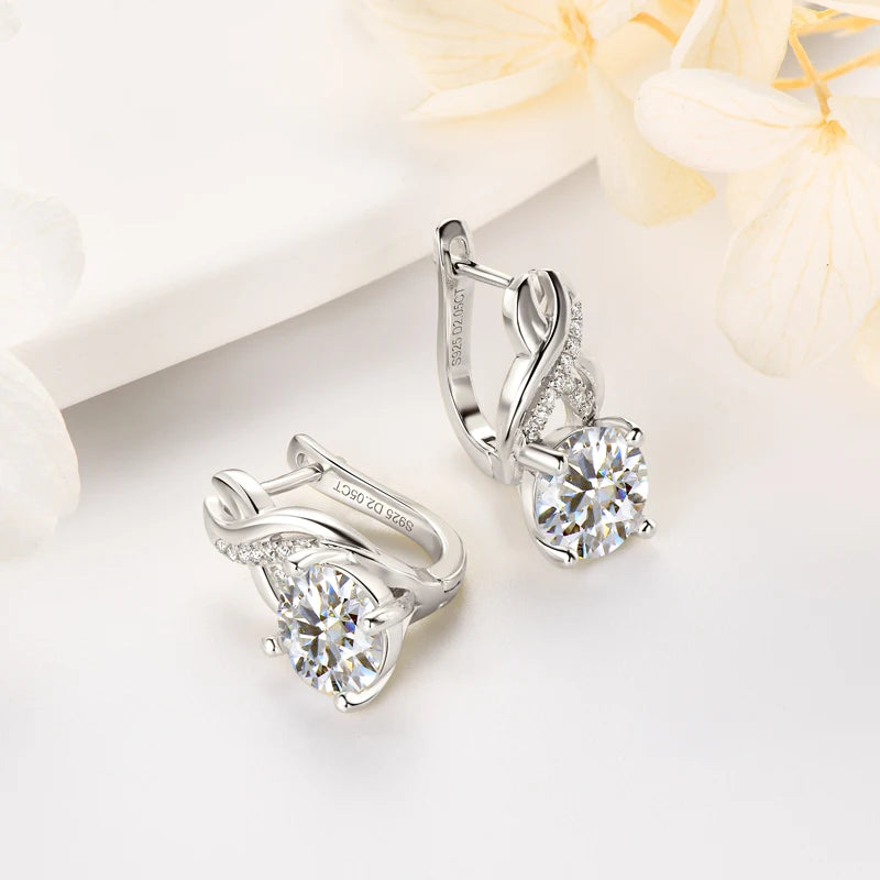 925 Sterling Silver Infinity 4.10ctw. Moissanite Drop Earrings