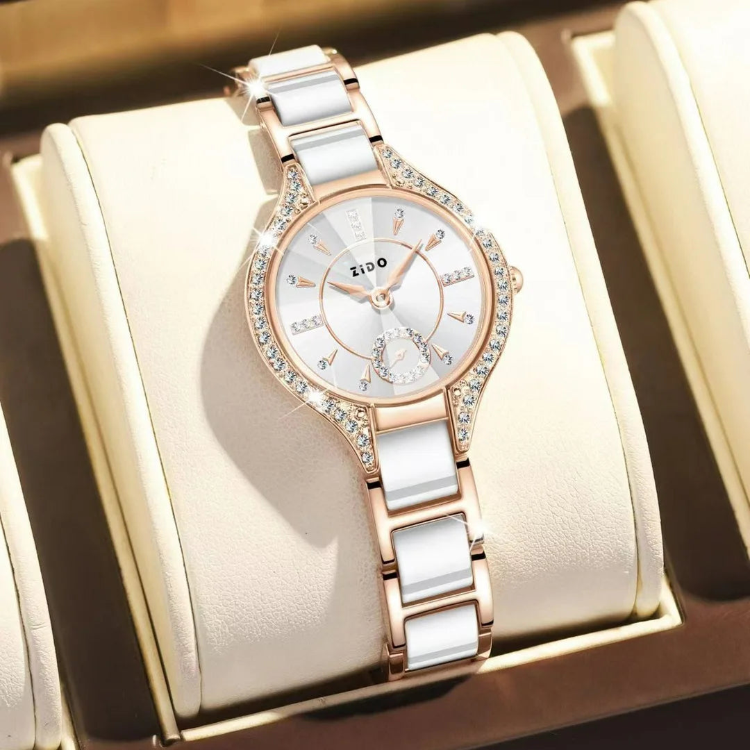 Watch For Women Brand Retro Light Luxury Waterproof Diamond inlaid high quality Stainless Steel Female Fashion Clock Watchees