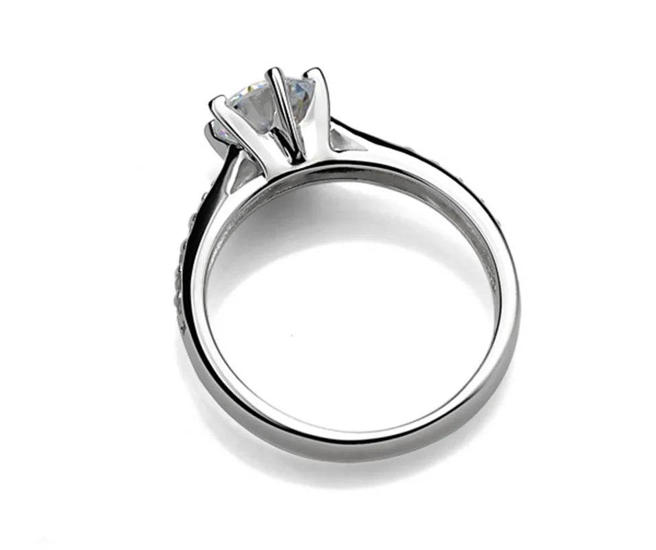 Luxury 925 Sterling Silver Classic Ring for Women Six claw jewelry simple 70ct diamond ring imitation diamond women's ring - Imbasat