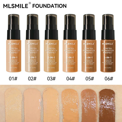 Concealer Cream Light Thin Delicate Liquid Foundation Makeup 6 Color Matte Liquid Foundation Efficient Waterproof Sweat Proof