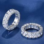 ANZIW 925 Sterling Silver Full Eternity Ring 6x4mm Radiant Cut 5A Zircon Band