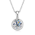 Anziw 8MM 2.0CT D Color Round Moissanite Bubble Pendant Necklace Solid Silver 925 Sterling