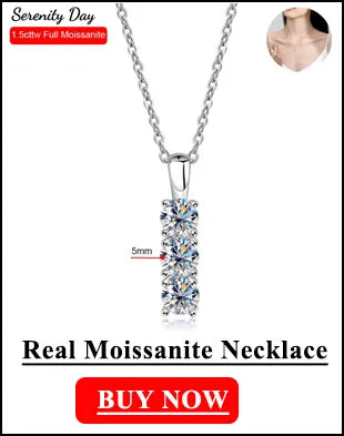 VVS1 Moissanite Pendant Necklace S925 Sterling Silver Plated 18K