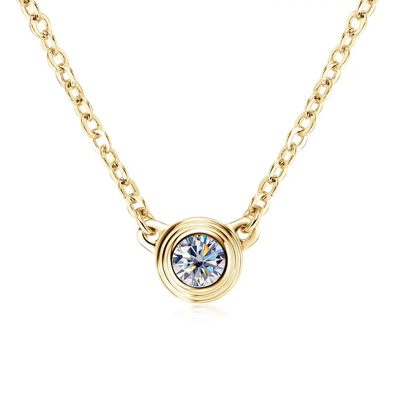 RAPRGOLD 3mm Moissanite Diamond Round Pendant