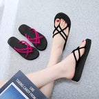 Summer Women Slippers Outdoor Light Weight Cool Shoes Indoor House Ladies Flat Flip-flop Black Non-slip Basic Home Sandals - Imbasat