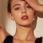 Anziw Genuine 925 Sterling Silver Moissanite Hoop Earrings 9-10mm Freshwater Pearl