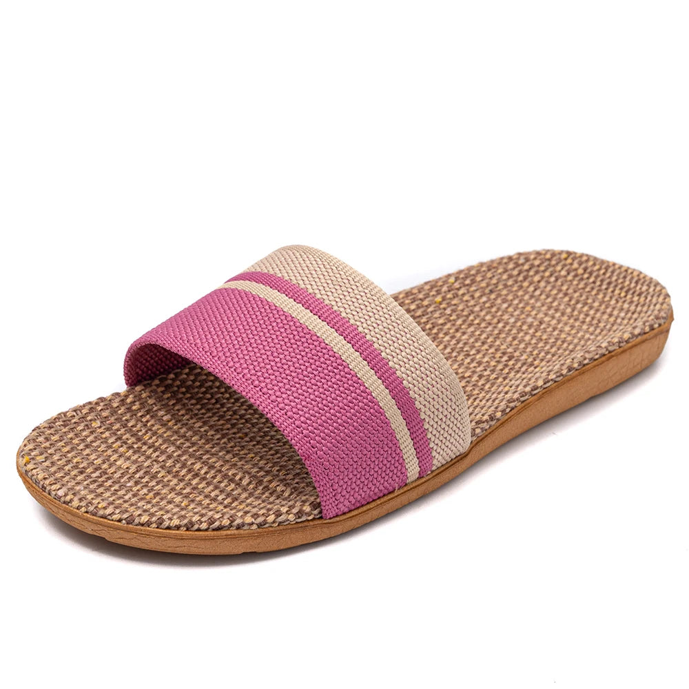 36-45  Flat Sandals Beach Slippers Summer Home Linen Lightweight Eva Non-Slip Slides For Men Women Indoor Outdoor Flip Flops