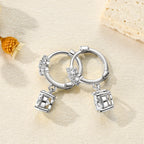 Anziw 18k Gold Plated 925 Silver Flower 6.5MM 1CT Moissanite Drop Hoop Earrings