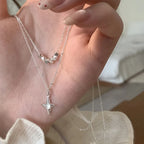 925 Silver Pearl Simple Elegant Thin Chain Pendant Necklace