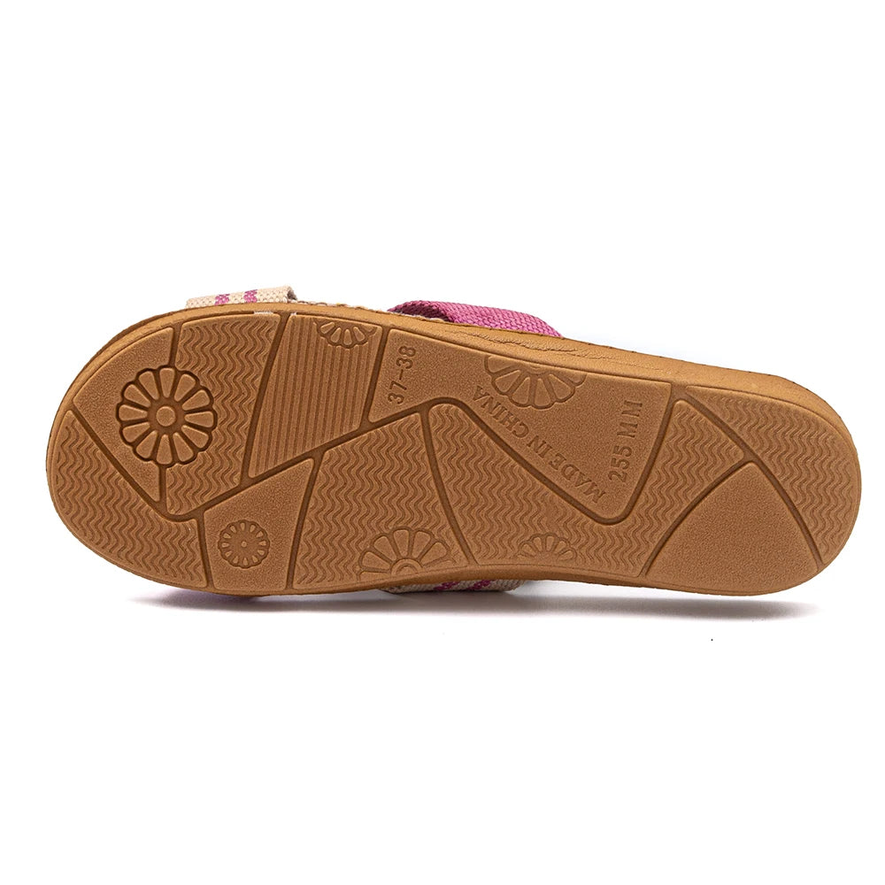 Flat Slippers Linen Lightweight Eva Non-Slip Slides
