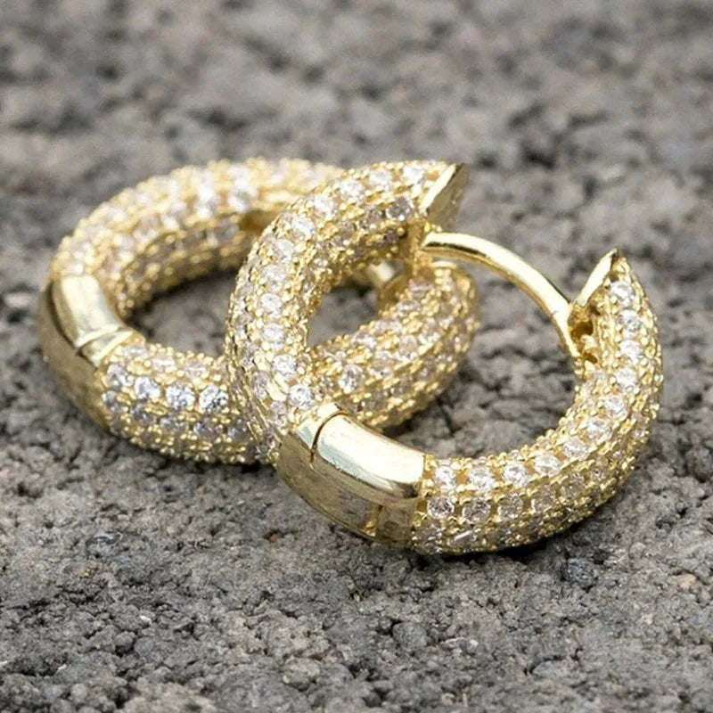 Anziw 925 Silver Sterling Hoops Luxury Earrings Jewelry 1.3mm Round Moissanite Diamond Earrings