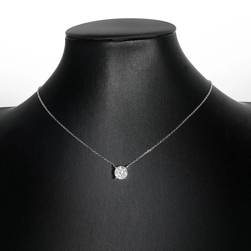 Smyoue White Gold Plated 1-10CT Moissanite Necklace