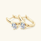 Anziw U-shaped Hoop Huggie Earrings 6.5mm D1.0ct Moissanite 925 Silver