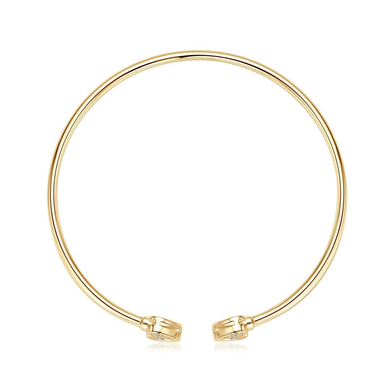 Anziw Love Heart Moissanite Cuff Bangle 925 Silver