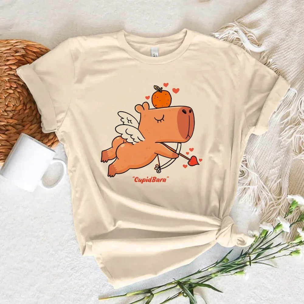 Funny Anime Capybara T Shirt Women Soft Fabric