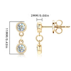 Anziw Long Chain Link Hanging Earrings Silver 925 2-3mm Moissanite