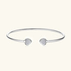 Anziw Love Heart Moissanite Cuff Bangle 925 Silver