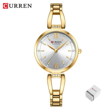 CURREN 9092 Quartz Watches Women Elegant Bracelet Stainless Steel Strap Rhinestone Fashion Ladies Simple Watch Gifts reloj mujer