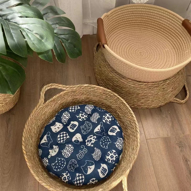 Cat Gog Bed Rattan Four Season Cat Bed Summer Cool Nest