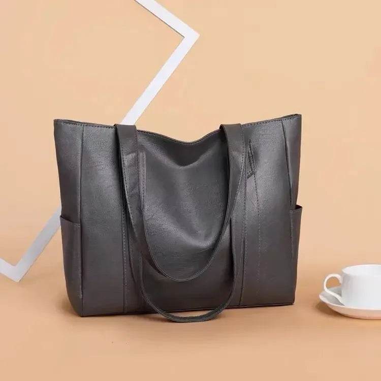 Light Luxury Minimalist Large Capacity Women's Bag 2024 Soft Leather Material Solid Color Women's Shoulder Bag Commuting Handbag - Imbasat