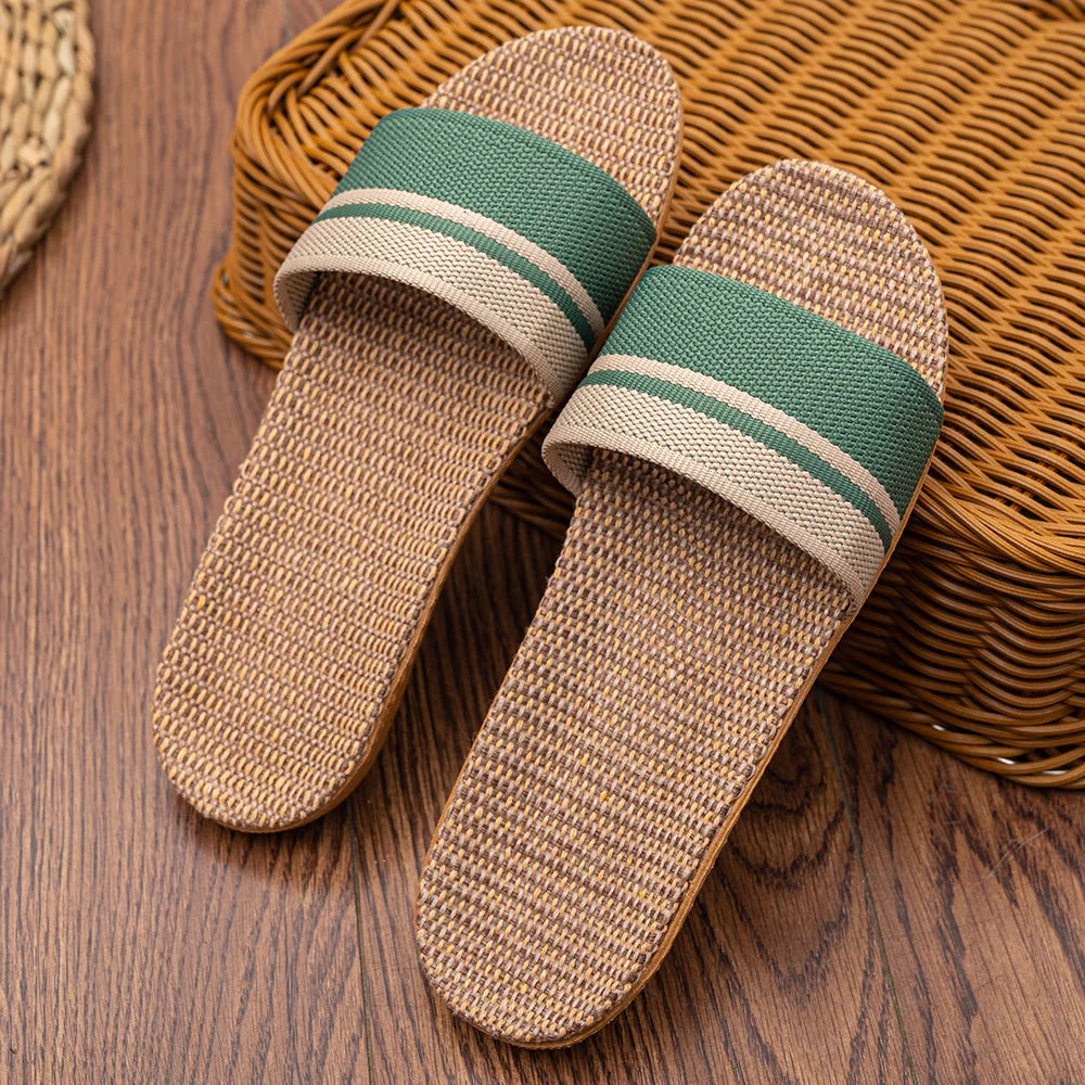 Flat Slippers Linen Lightweight Eva Non-Slip Slides