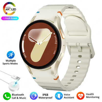 For Galaxy Watch 7 Smart Watch Men Women AMOLED HD Screen Compass Heart Rate Fitness Sport Waterproof Bluetooth Call Smartwatch