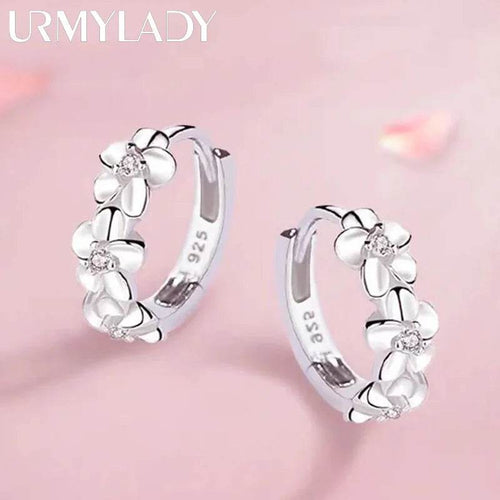 Top Sale 925 Sterling Silver Needle Earrings for Women's Wedding Fashion High Quality Jewelry Crystal Zircon Flower Cute Stud - Imbasat