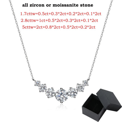 Smyoue 1.7-5CTTW All Moissanite Necklace for Women Smile Princesses Sparkling Diamond Pendant S925 Sterling Silver Plated PT950